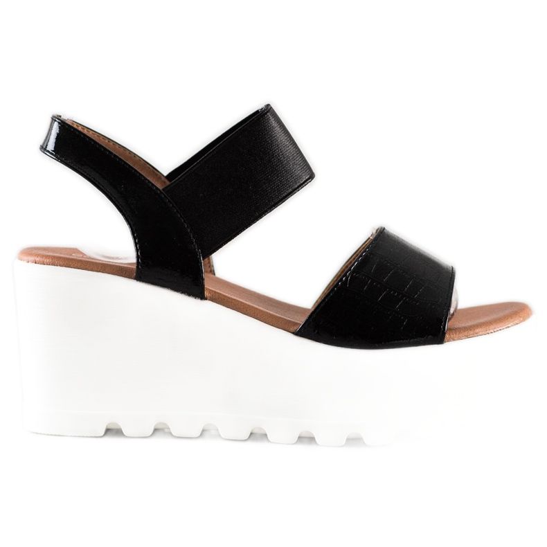 Weide Lagane sandale na bijelom klinu crno