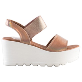 Weide Lagane sandale na bijelom klinu zlatni