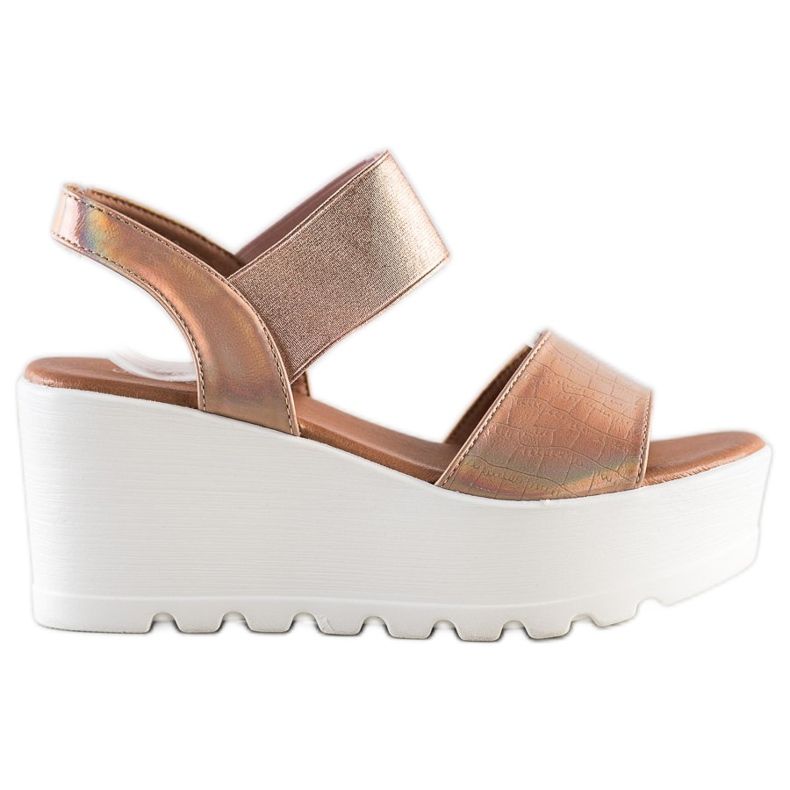 Weide Lagane sandale na bijelom klinu zlatna