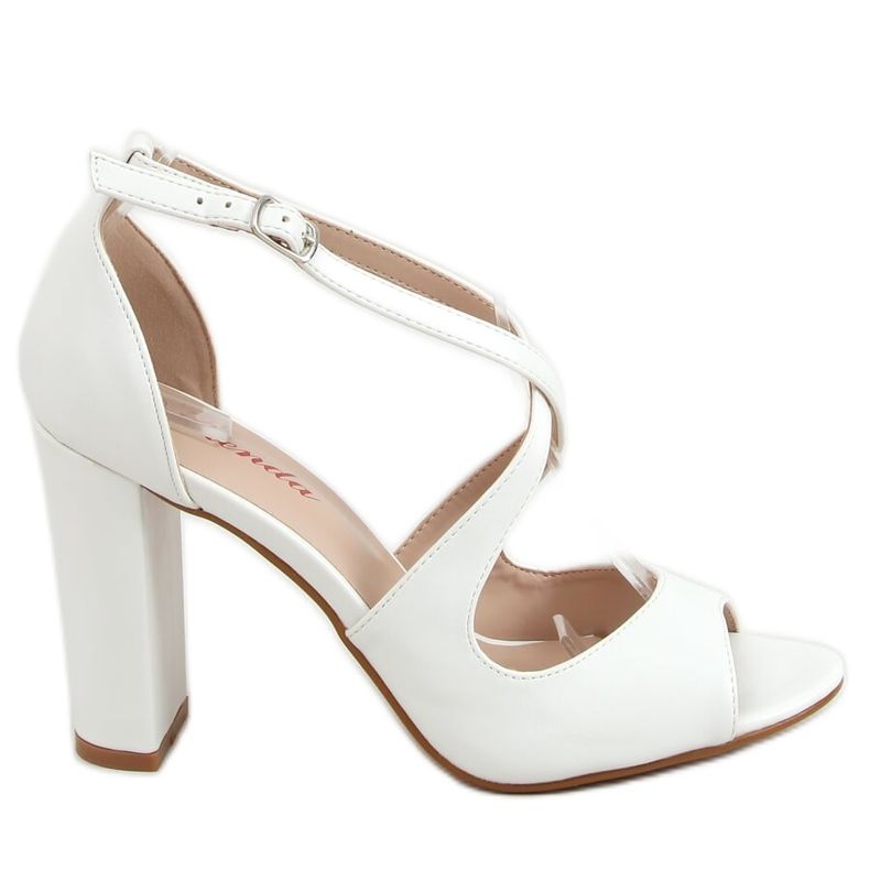 Bijele sandale s visokim potpeticama S-837 Bijele bijela