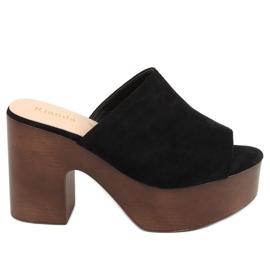 Crne F8202 Crne papuče začepljene crna