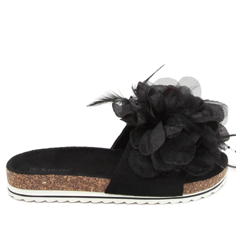 Crne plute papuče s cvijećem CK113P Crna crno