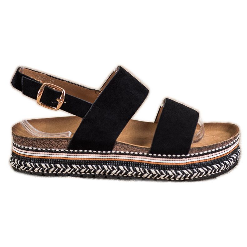 Ideal Shoes Sandale od antilopa na platformi crno