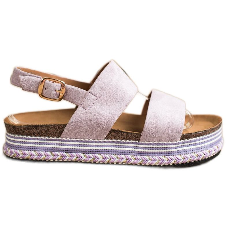 Ideal Shoes Sandale od antilopa na platformi ljubičasta