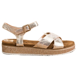 Bestelle Sandale na sjajnoj platformi zlatni