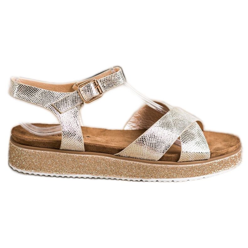 Bestelle Sandale na sjajnoj platformi zlatna