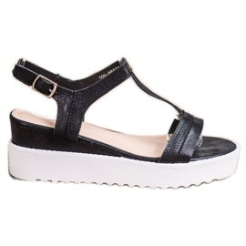 Bestelle Svijetleće sandale na klin crna