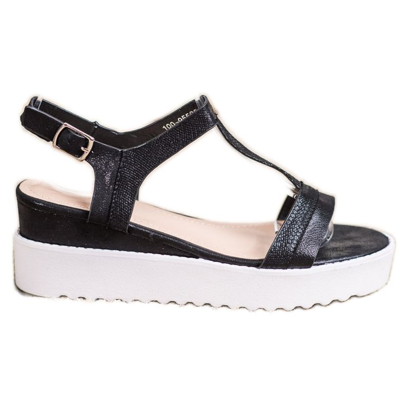 Bestelle Svijetleće sandale na klin crno