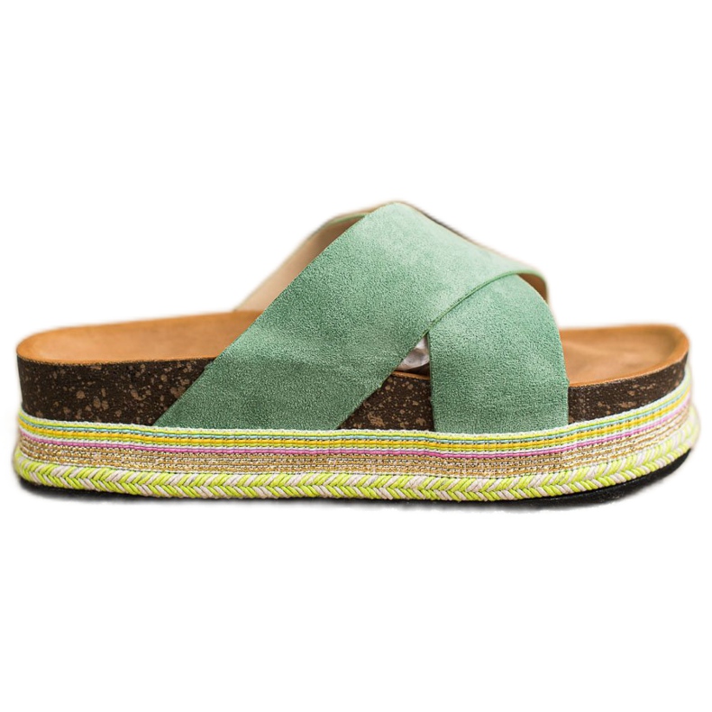 SHELOVET Zelene papuče sa antilopom zelena