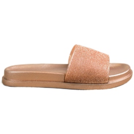 SHELOVET Zlatne sjajne papuče zlatni