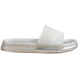 SHELOVET Srebrne sjajne papuče srebro