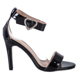 Diamantique Sandale na visoku petu s ukrasom crna