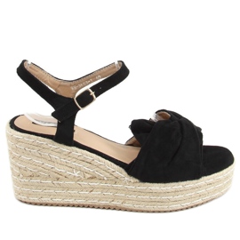 Crne sandale espadrile na klinovima WH-3K63 Crna