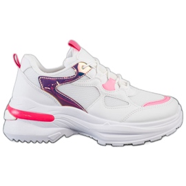 SHELOVET Tenisice s ružičastim umetcima bijela