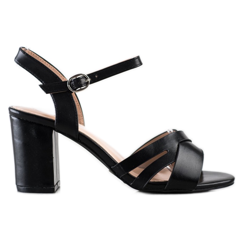 Laura Mode Ležerne crne sandale na šanku crno