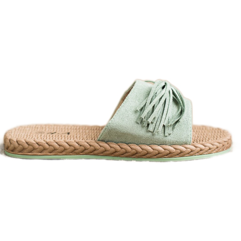 SHELOVET Papuče s resama zelena