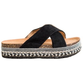 Queen Vivi Crne papuče na ukrasnoj platformi crna