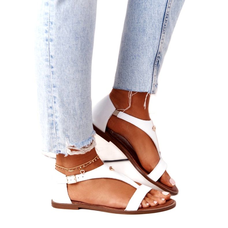 Ženske kožne sandale Nicole 2648 bijela metalik