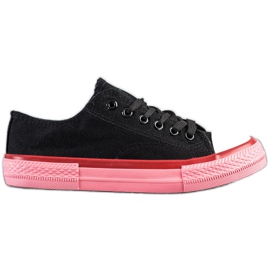 SHELOVET Tenisice na ružičastoj platformi crna ružičasta