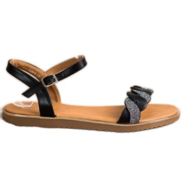 Cm Paris Crne sandale sa sjajem crna