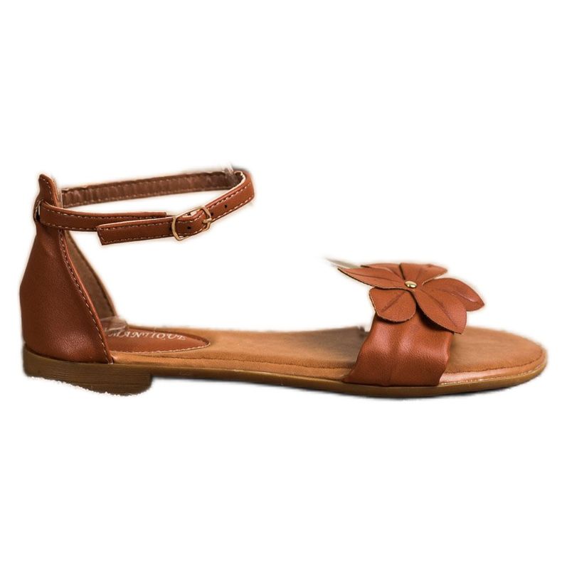 Diamantique Smeđe sandale s cvijetom smeđa