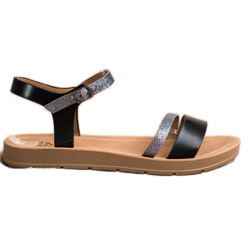 Cm Paris Elegantne sandale sa sjajem crno siva