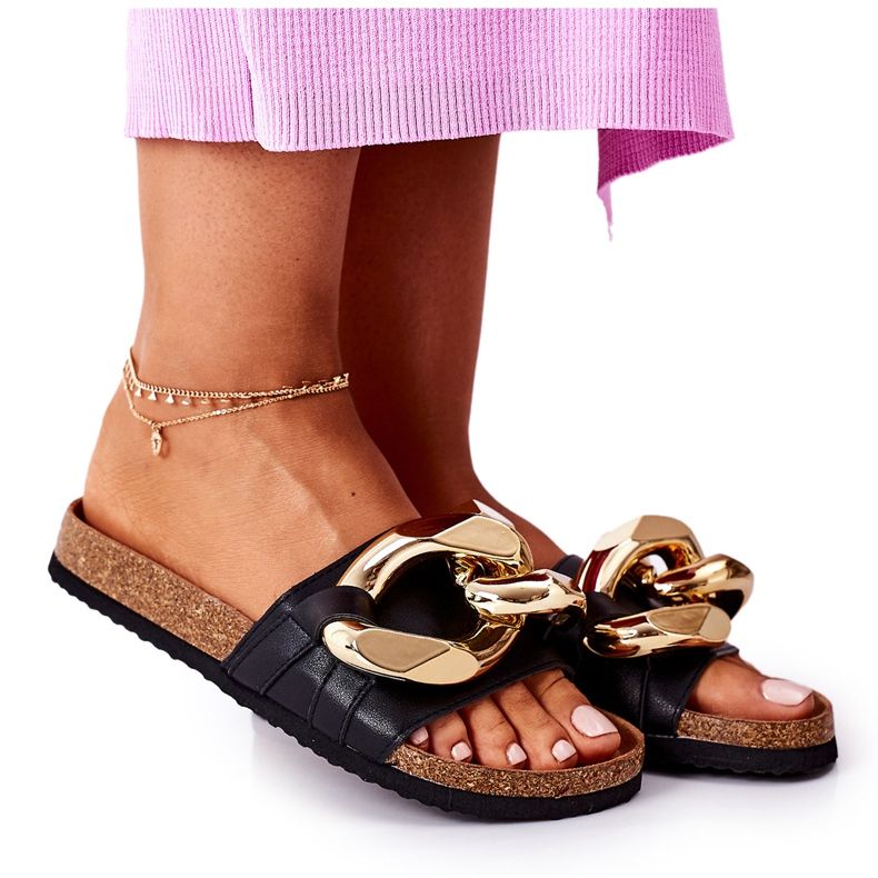 S.Barski Papuče na plutu s lancem S. Barski SB002 Crne crno