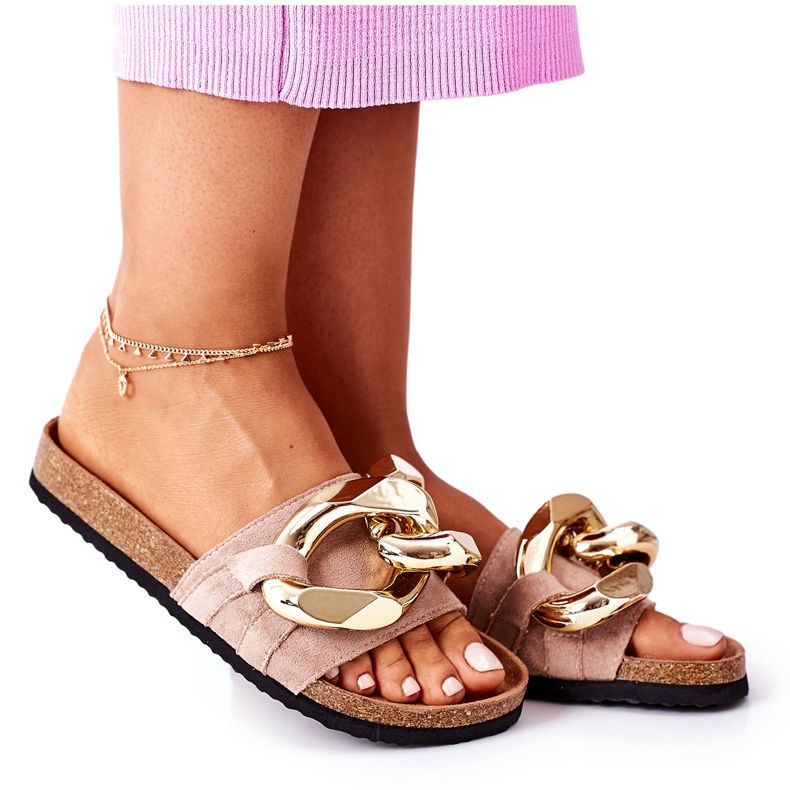 S.Barski Papuče na plutu s lancem S. Barski SB001 Bež