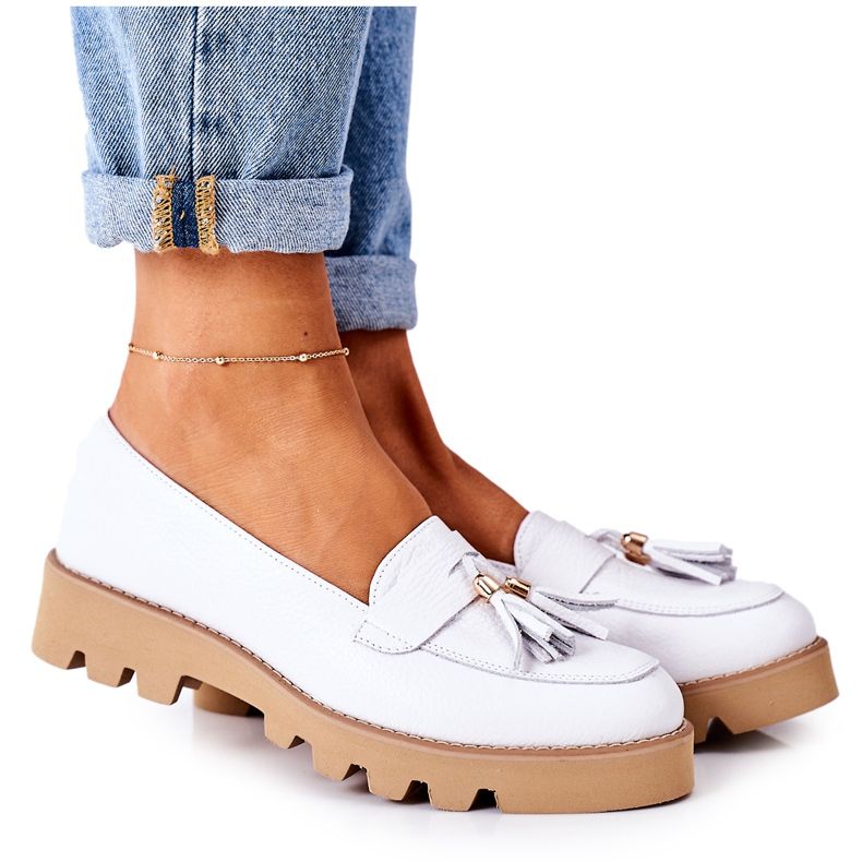 Kožne mokasine Lewski Shoes 3053 Bijela