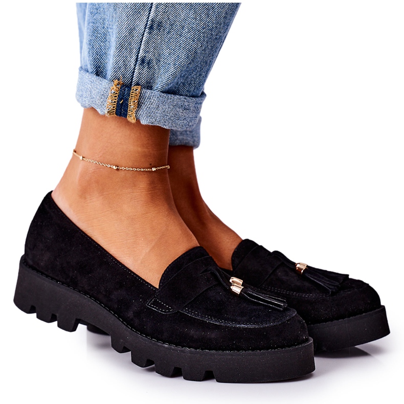 Mokasine od antilopa Lewski Shoes 3053 Crna crno