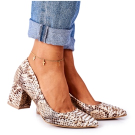 Lewski Shoes Kožne pumpe sa uzorkom od zmijske kože Lewski cipele 2801 zlatne zlatni