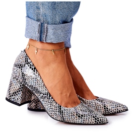 Lewski Shoes Kožne pumpe sa životinjskim uzorkom Lewski cipele 2801 Crno-plava crna