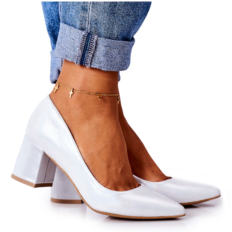 Lewski Shoes Satenske pumpe s cipelama životinjskog uzorka Lewski cipele 2801 srebro