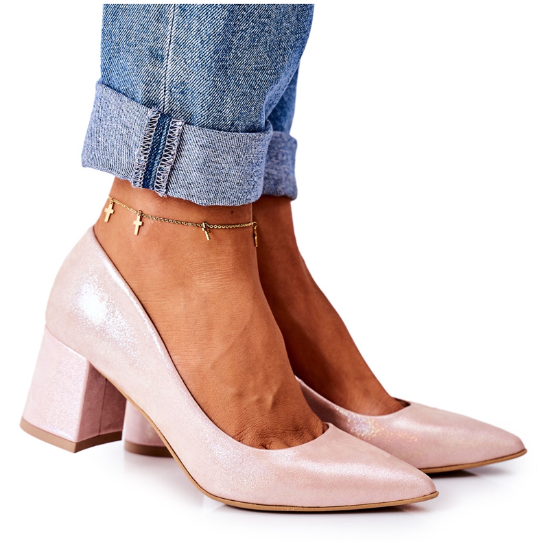 Lewski Shoes Satenske crpke s cipelama životinjskog uzorka Lewski cipele 2801 Ružičasta