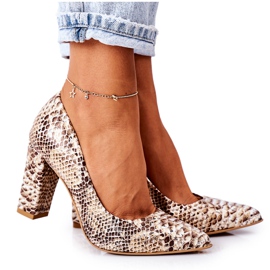 Lewski Shoes Kožne pumpe sa uzorkom od zmijske kože Lewski cipele 2453 zlatne zlatni