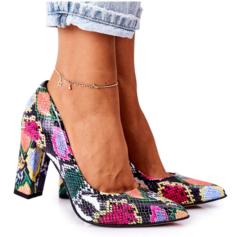 Lewski Shoes Kožne pumpe sa uzorkom zmijske kože Lewski cipele 2453 Šarene raznobojna