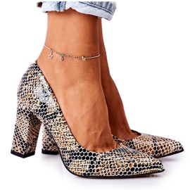 Lewski Shoes Kožne pumpe sa životinjskim uzorkom Lewski cipele 2453 Crno-bež crna