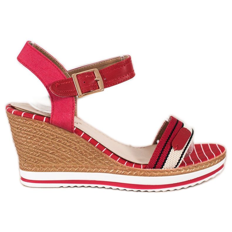 SHELOVET Sandale na klin crvena