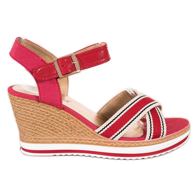 SHELOVET Sandale na klin crvena