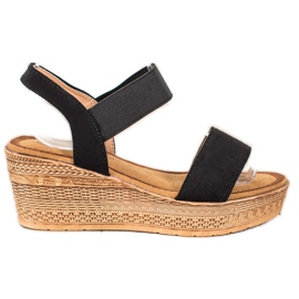 Queentina Lagane sandale od antilopa crno