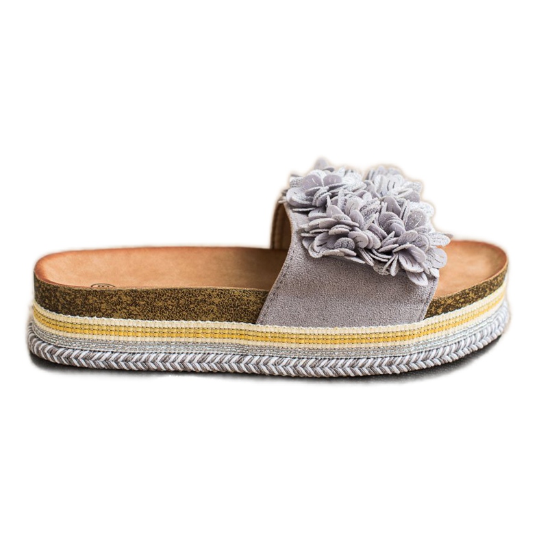 SHELOVET Papuče na platformi s ukrasom siva