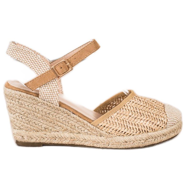 Sweet Shoes Ažurne espadrile na klinu bež smeđa