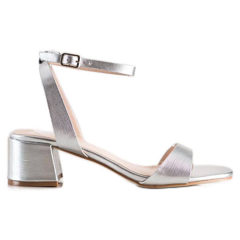 SHELOVET Elegantne srebrne sandale srebro