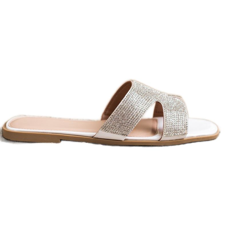 SHELOVET Papuče s kristalima bijela