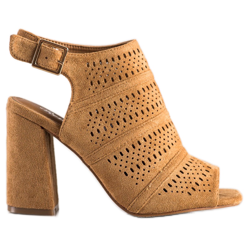 Renda Ažur sandale na postu smeđa