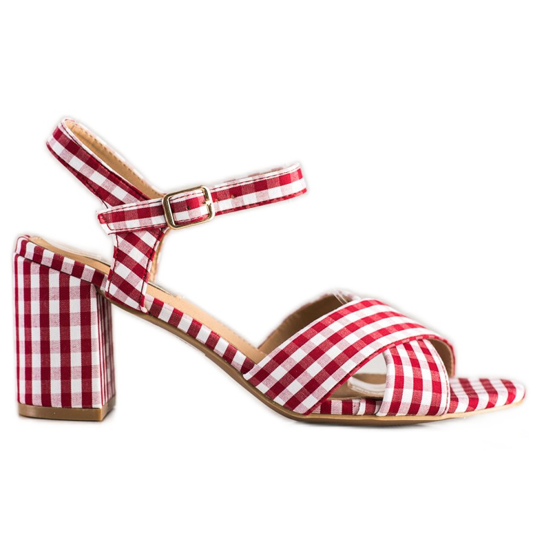 SHELOVET Modne karirane sandale crvena