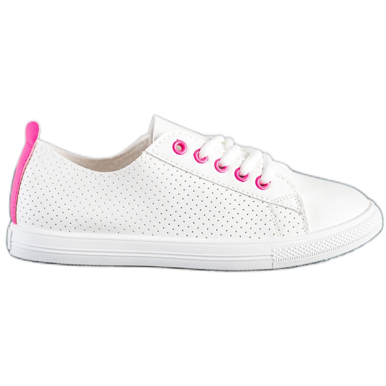 SHELOVET Ažurne tenisice s eko kožom bijela