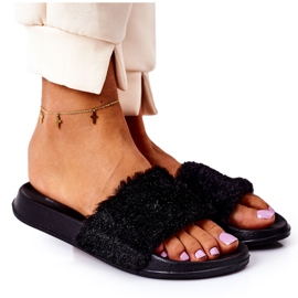 PE1 Gumene papuče s crnim šmirglom od krzna crna