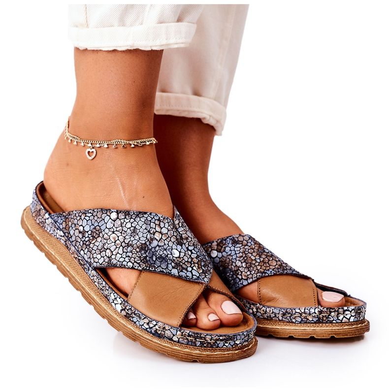 Kožne profilne papuče Maciejka 04986-02 Smeđe smeđa