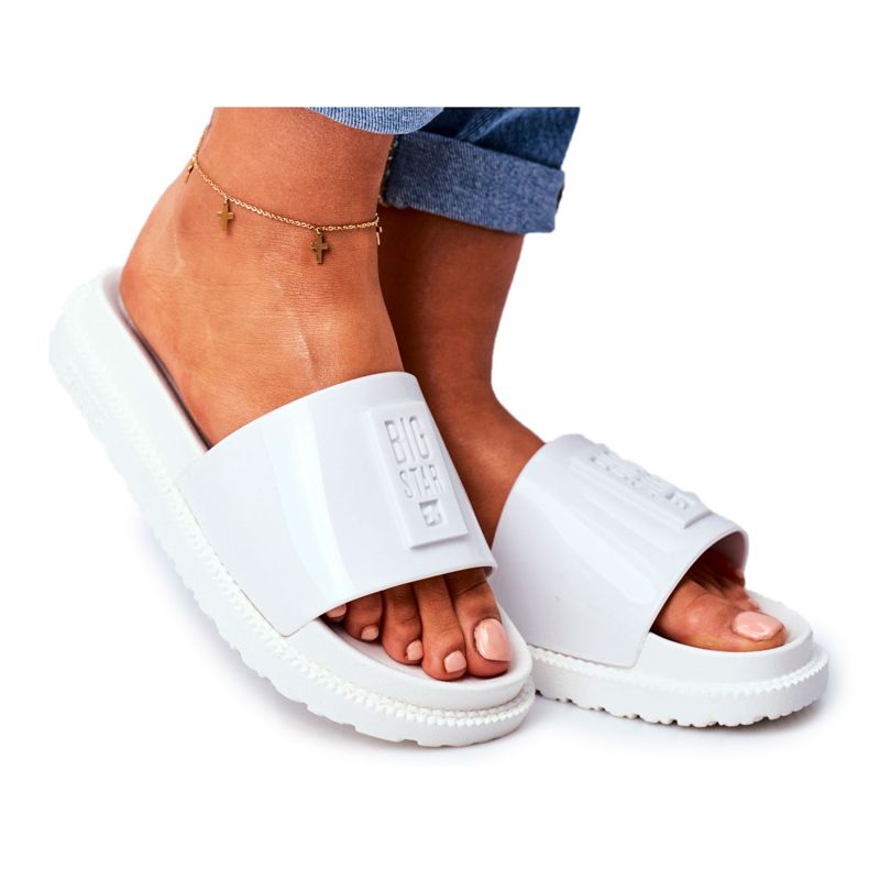 Ženske papuče Big Star na platformi bijele FF274812 bijela